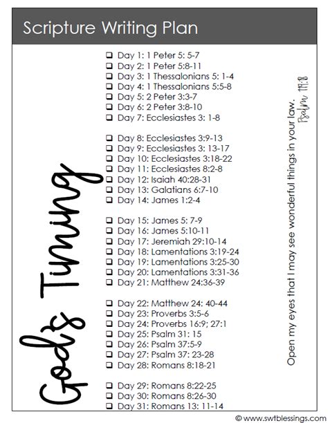 Sweet Blessings January Scripture Writing Plan Gods Timing