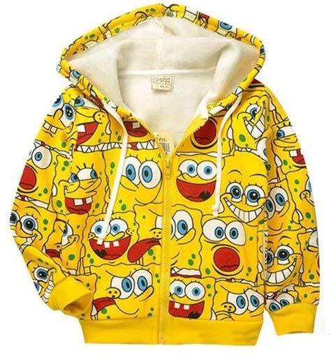 2015 Fashion Spongebob Cartoon Jacket Children Thick Hoodies