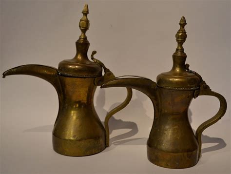 Turkish Coffee Pots Vintage Brass Pair