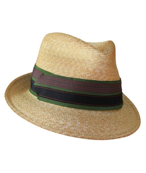 Jennifer Ouellette Mens Milan Straw Fedora Hat With Stripe Band