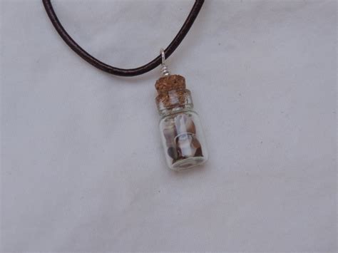 Tiny Bottle Necklace On Leather Cord W Sea Shell Accents Etsy