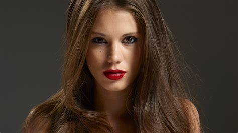 Wallpaper Face Long Hair Brunette Singer Red Lipstick Black Hair