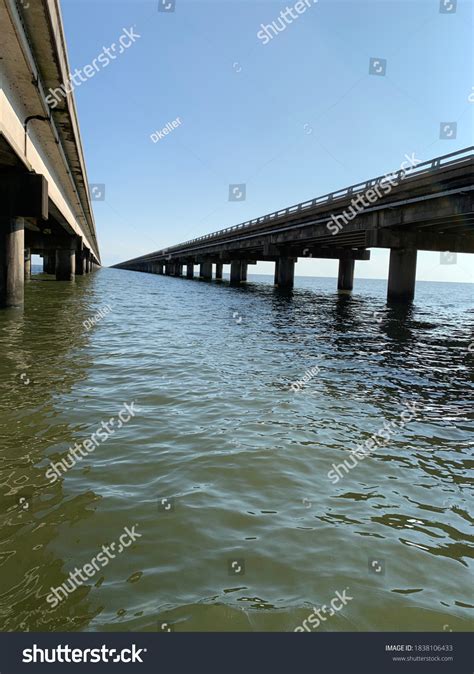 Causeway Bridge Over Lake Pontchartrain Under Stock Photo 1838106433