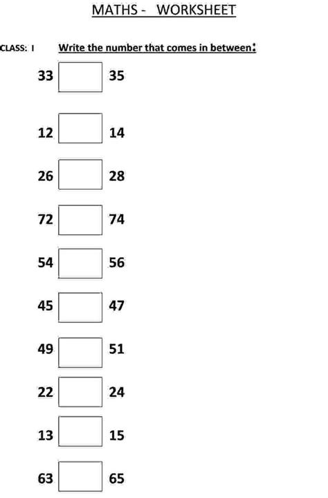 Number Between Worksheet What Number Comes In Between 1 To 20 100 500