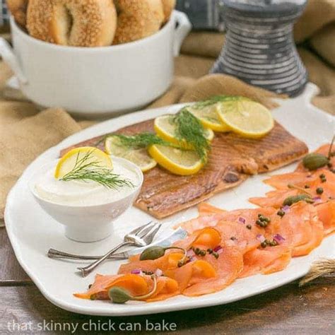 Here is a brine for salmon i use before it goes in the smoker. Smoked Salmon Platter- That Skinny Chick Can Bake