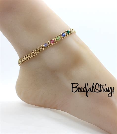 Gold Mother S Anklet Birthstone Jewelry Gold Filled Etsy In 2021 Birthstone Jewelry Crystal