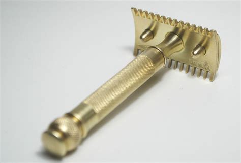 Antique Gillette Safety Razor Double Edge Gold Plated Brass Blade