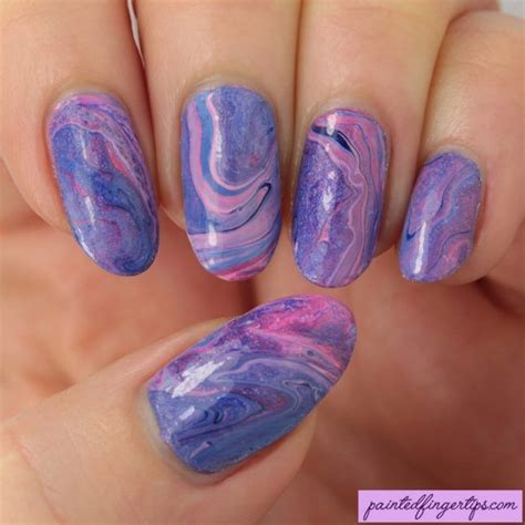 Pink And Blue Drip Marble January Theme Week Painted Fingertips