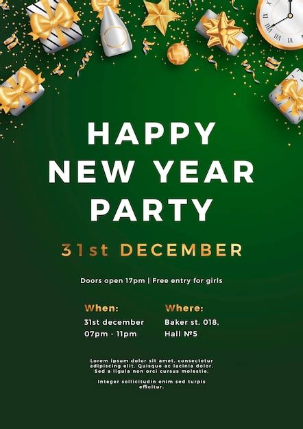 Premium Vector Happy New Year Party Layout Poster Poster Or Flyer