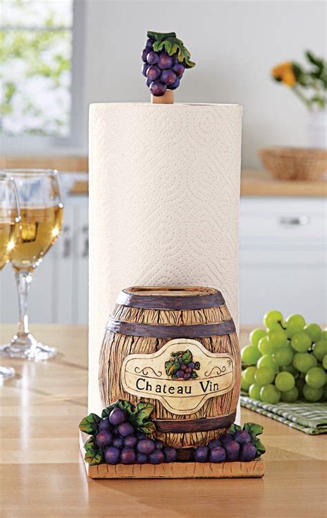 Its a simple way to keep the kitchen or other rooms organized. Vineyard Kitchen Paper Towel Holder | Paper towel holder, Grape kitchen decor, Wine decor kitchen