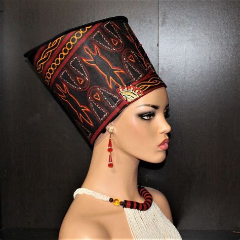 Nefertiti Inspired Hat Queen Of Cameroon Hat Atoghu Hat Ankara Fabric