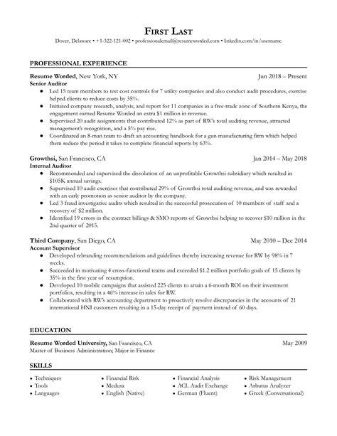 7 Auditor Resume Examples For 2023 Resume Worded