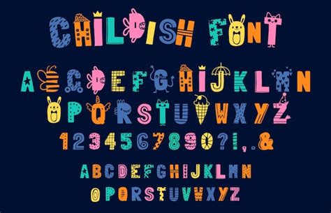 Grappig Kinderachtig Alfabet Doodle Creatief Lettertype Voor Kinderen