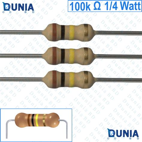 100k Ohm 14 Watt Quarter Watt Resistor ±5 100kΩ 100 Kohms 100000 Ohms
