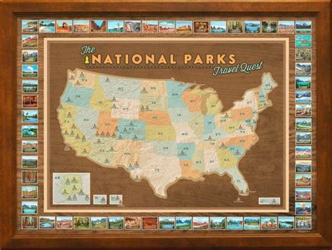 Framed National Parks Travel Map With Personalization Free Etsy