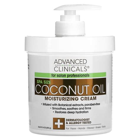Advanced Clinicals Coconut Oil Moisturizing Cream 16 Oz 454 G