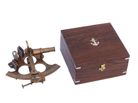 wholesale captain s antique brass sextant 8in with rosewood box hampton nautical