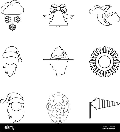 Cold Weather Icons Set Outline Style Stock Vector Image And Art Alamy