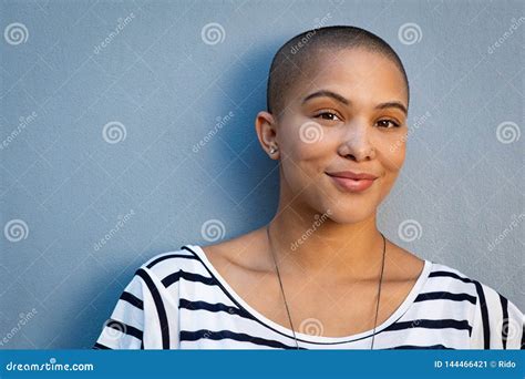 Beautiful Bald Woman Smiling Stock Image Image Of Black Satisfied