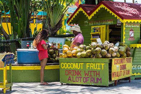 Coconut Fruit Street Market In Ocho Rios Jamaica Stock