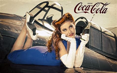 Coca Cola Pin Up Girl Pretty Model Redhead Soda Female Sexy Advertisement Hd Wallpaper