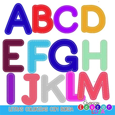 Alfabeto Colorido Letras Borda Tracejada Em Formato Png 109