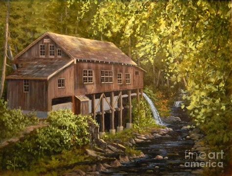 The Grist Mill Painting By Paul K Hill Fine Art America
