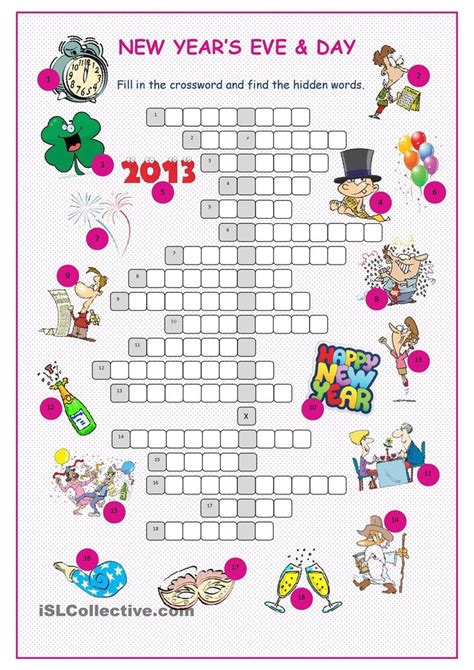 New Years Eve Andday Crossword Puzzle Printable Crossword Puzzles New