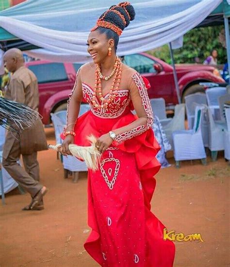 Clipkulture Igbo Bride In Beautiful Red Traditional Wedding Attire With Coral Beads African