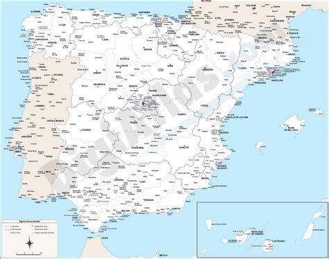 Mapa De España Con Ciudades De Más De 25000