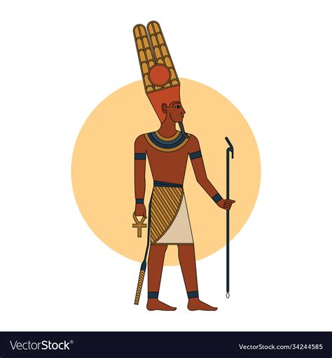 Ancient Egyptian God Amon Ra In Colored Royalty Free Vector