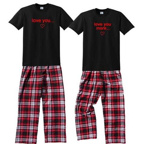 Love You Love You More Fun Matching Couples Pajamas For Him And Her