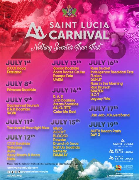 St Lucia Carnival 2024 Calendar Viv Milzie