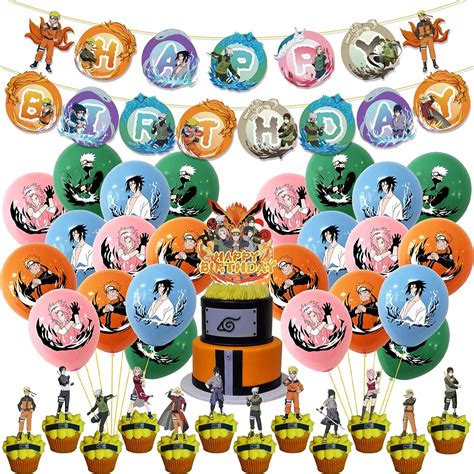 38 Pcs Naruto Birthday Party Supplies Set Including Naruto Happy Birthday Banner Naruto