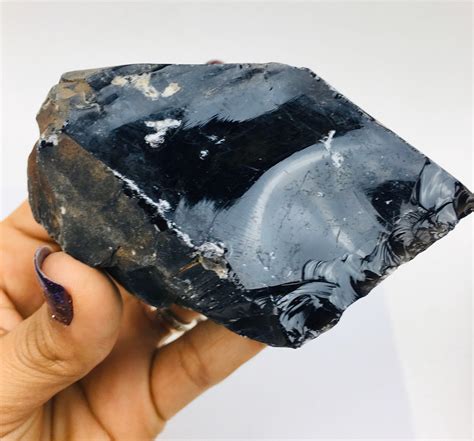 Jumbo Raw Obsidian Crystal 318g Xl Rough Obsidian Stone Etsy
