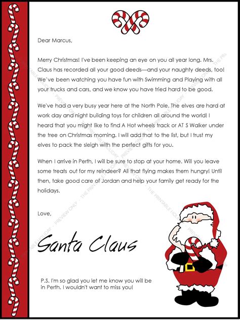 Christmas Letter From Santa Template Web Free Printable Christmas