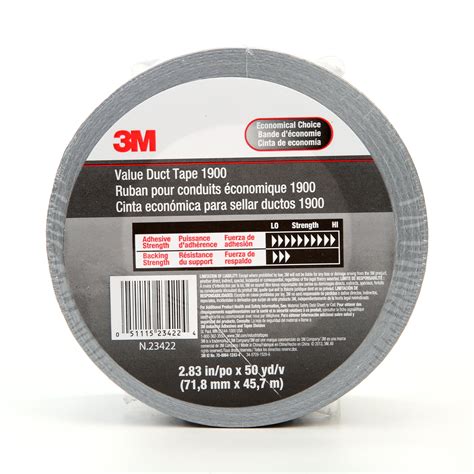 3m Value Duct Tape 1900 Silver 283 In X 50 Yd 58 Mil 12 Per Case