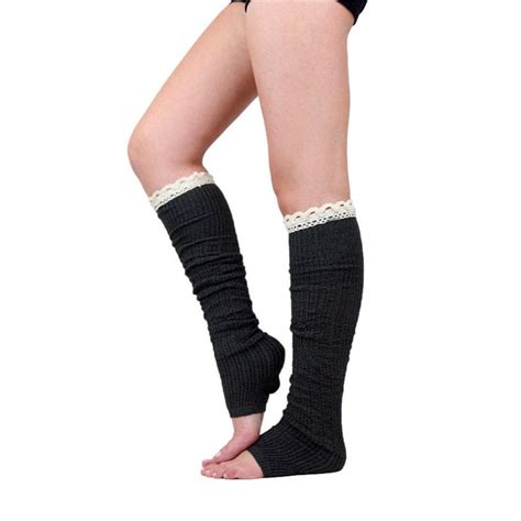 High Quality Womens Lace Trim Knitting Stocking Winter Leg Warmers Boot