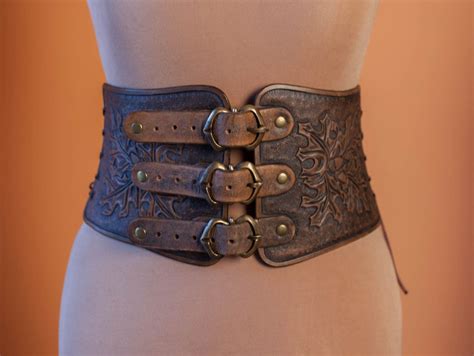 Leather Corset Belt Medieval Underbust Corset Wide Belt Brown Etsy