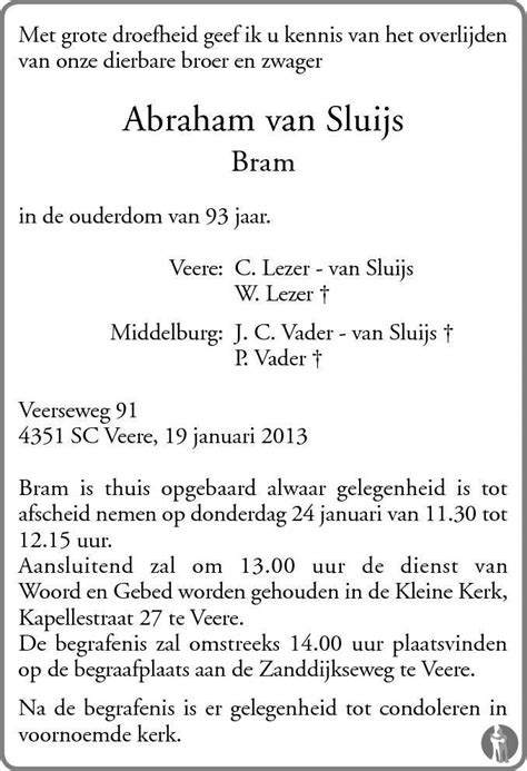 Abraham Bram Vermeer Overlijdensbericht En Condoleances My Xxx Hot Girl