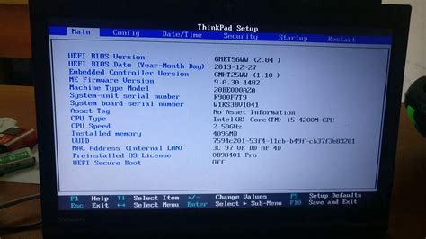 Lenovo Thinkpad T540p Bios Demonstration Youtube