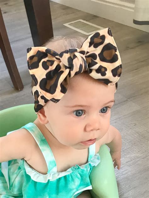 Leopard Cotton Head Wrap Bow Headband Baby Girl Newborn Etsy
