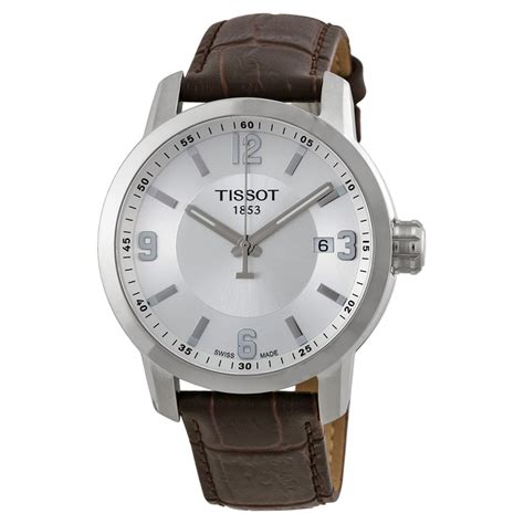 Tissot Prc 200 Quartz Silver Dial Brown Leather Sport Mens Watch T0554101603700