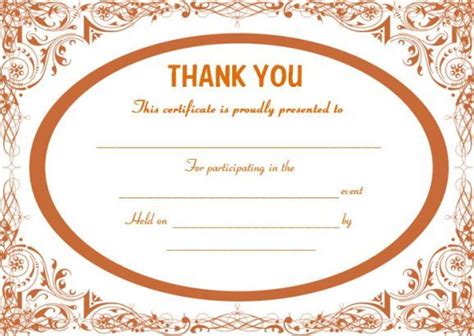 Thank You For Participating Certificate Template Certificate
