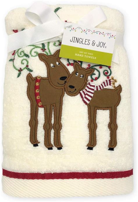 Jingles And Joy Set Of 2 Appliqued Reindeers Ivory Christmas