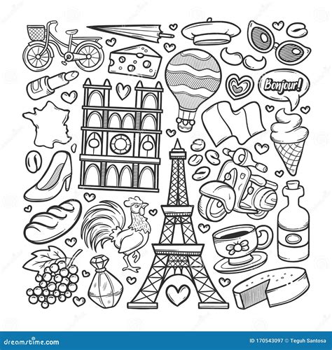 France Icon Hand Drawn Doodle Illustration Stock Vector Illustration