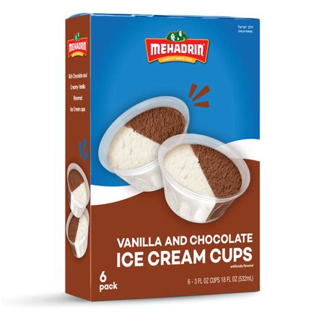 Vanilla Chocolate Dixie Cups 6 Pack 3 Oz Mehadrin Ice Cream