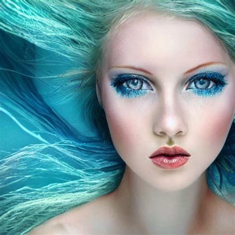 Stabilityai Stable Diffusion Mermaid Sea Realism Beautiful Woman Blue