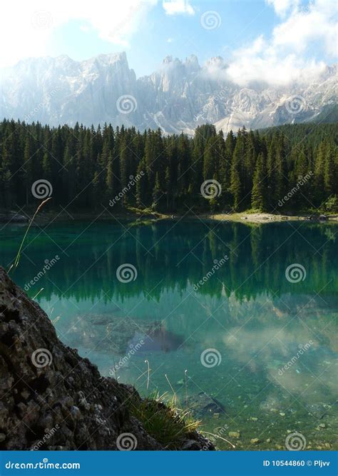 Carezza Lake Karersee In The Italian Dolomites Stock Photo Image Of