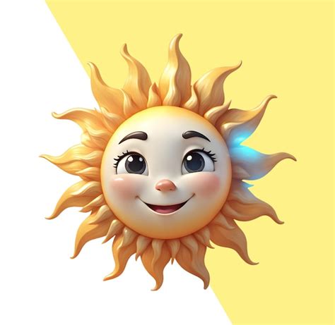 Lindo Desenho Animado 3d Sol Feliz Psd Premium